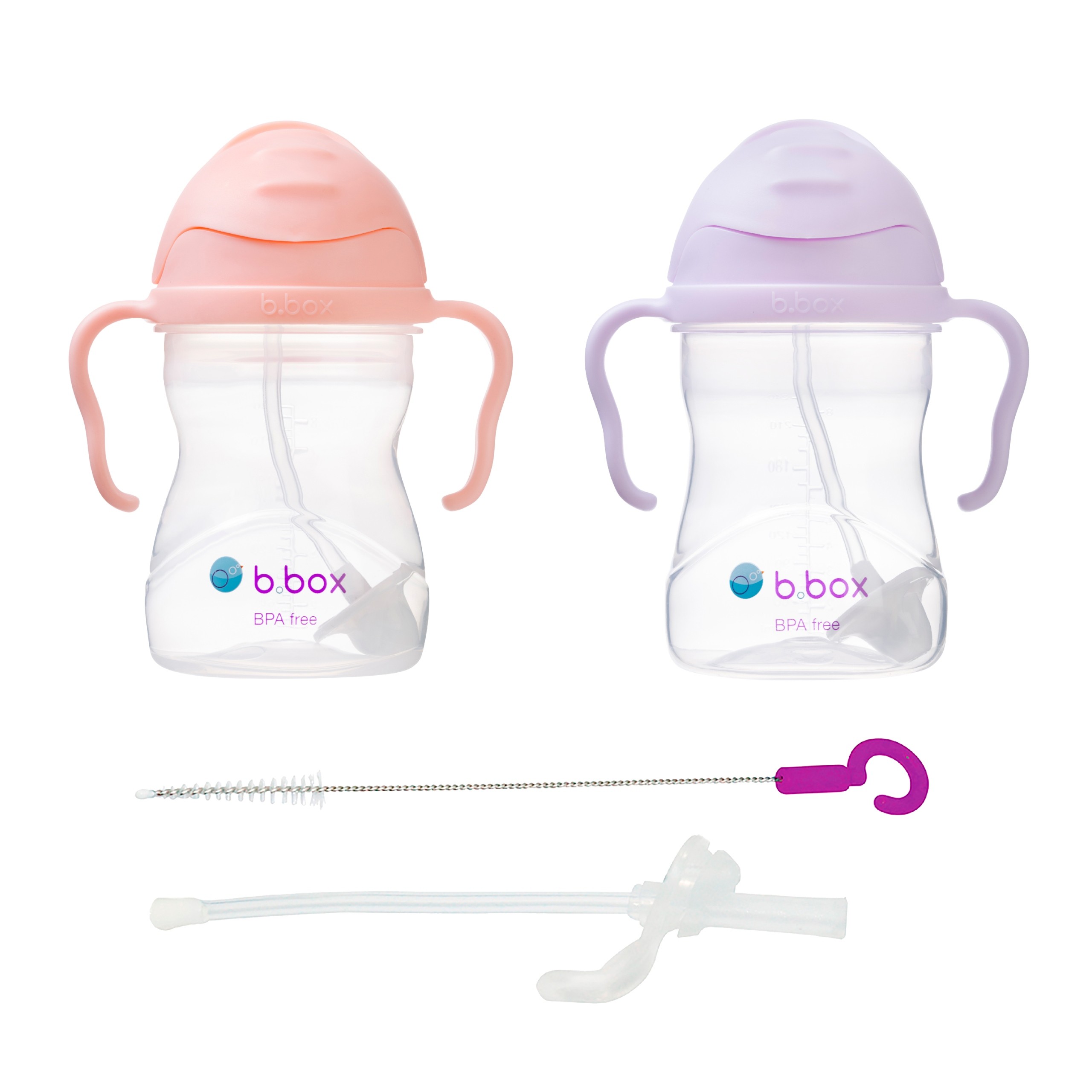 b.box sada detských fliaš 2ks + slamka (tutti fruitti + boysenberry)